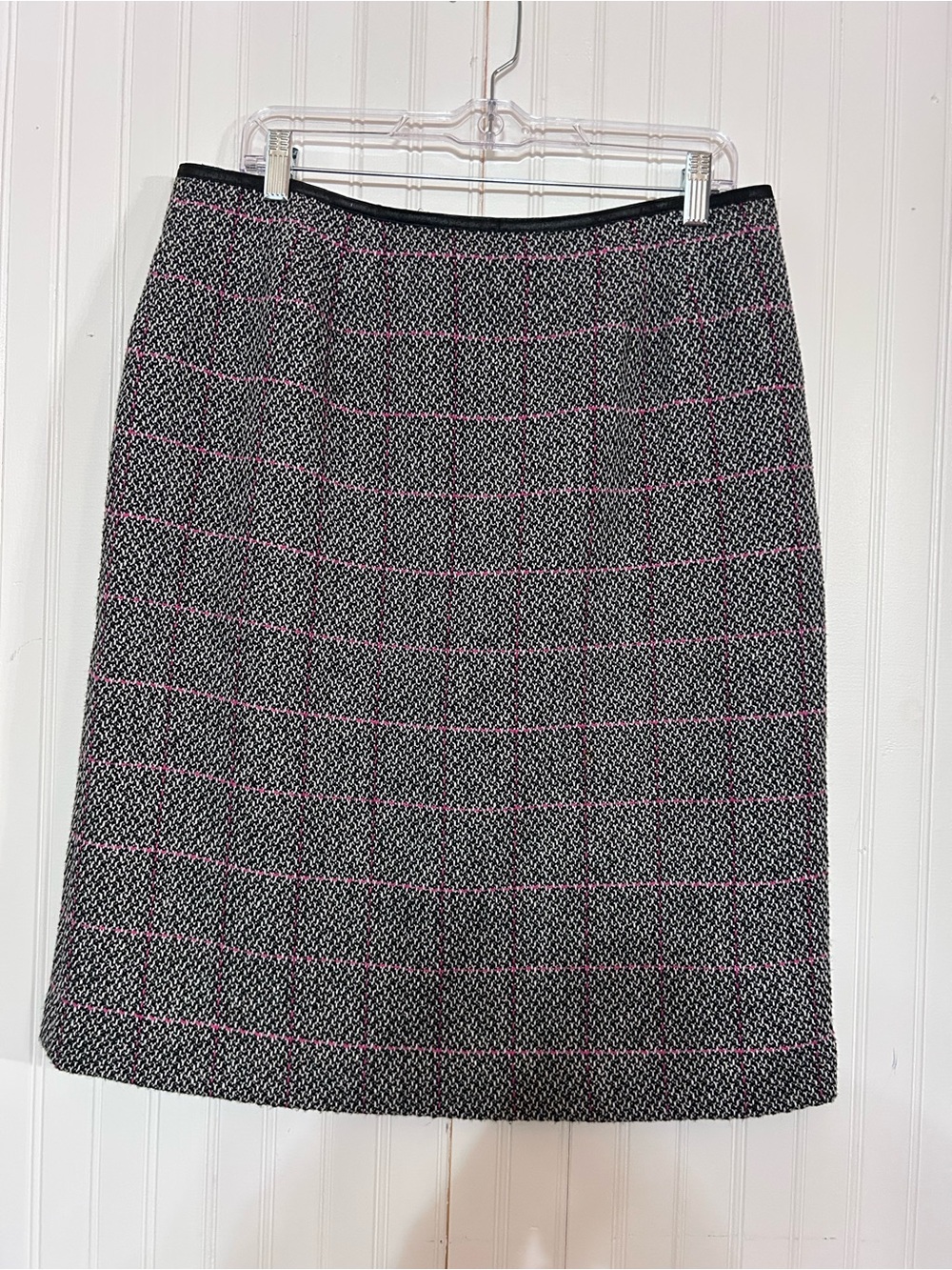 Talbots Black and Pink Check Pencil Skirt made in USA
